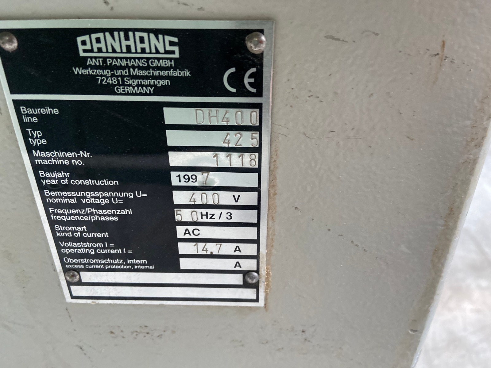 Panhans DH425 gebruikte vandiktebank Panhans DH425 gebruikte vandiktebank