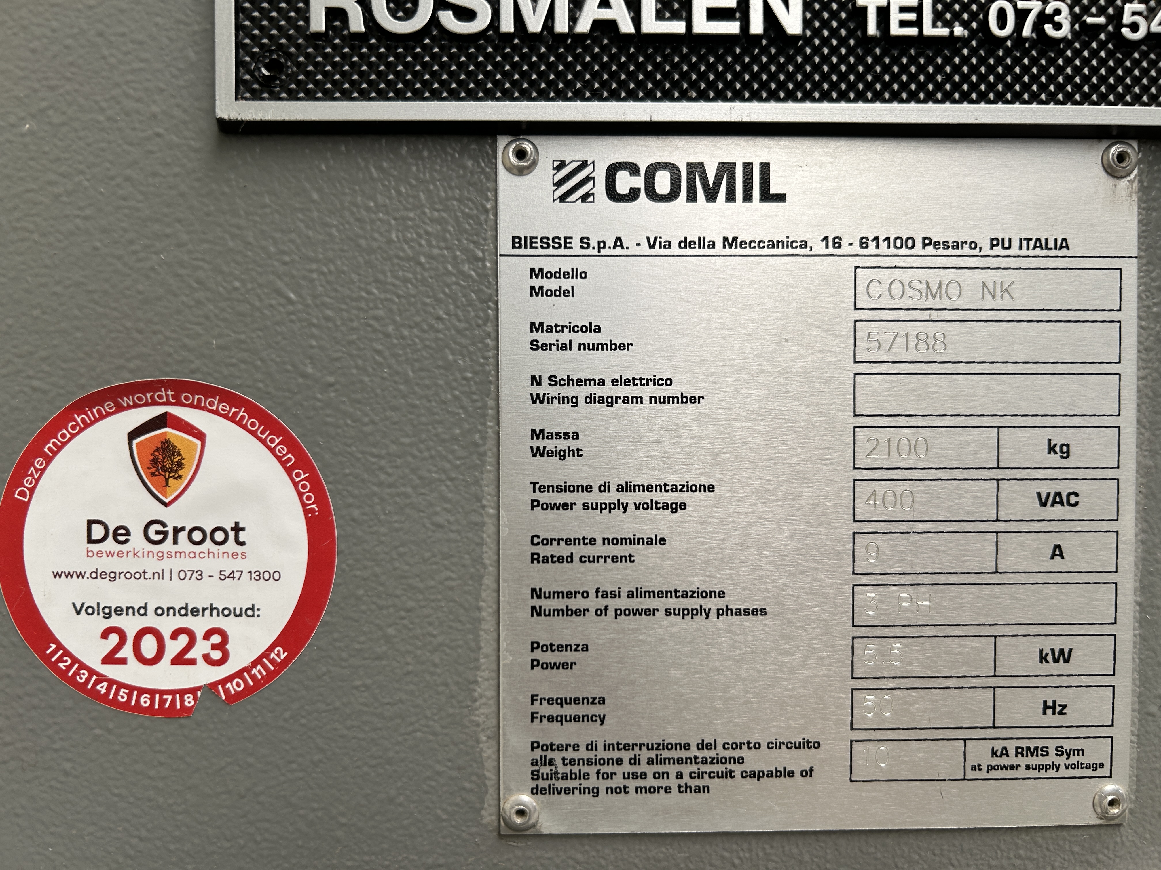Biesse Cosmo Comil gebruikte korpuspers