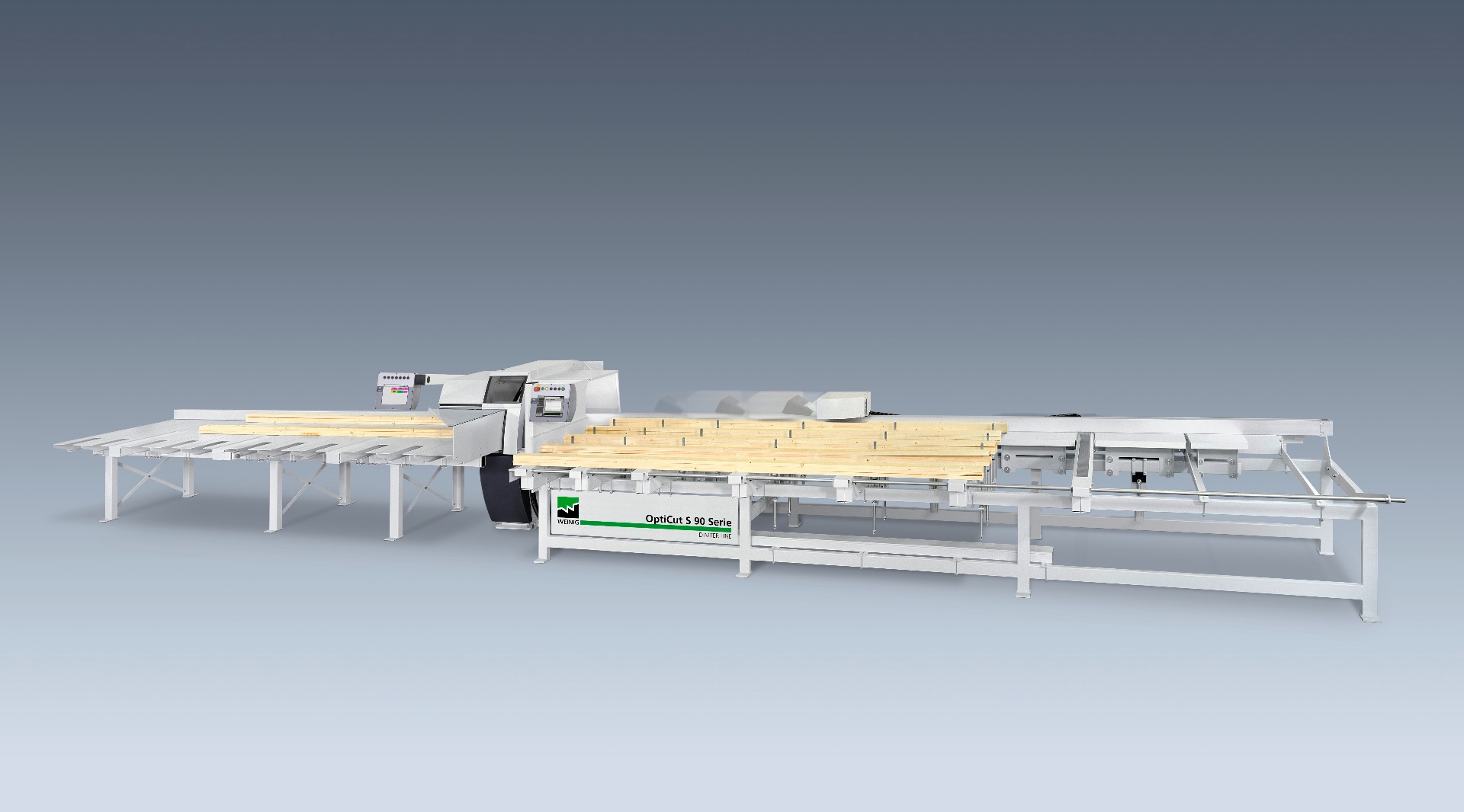 Weinig Dimter Opticut S90 Onderliggende afkortzaag Weinig Dimter Opticut S90 Onderliggende afkortzaag