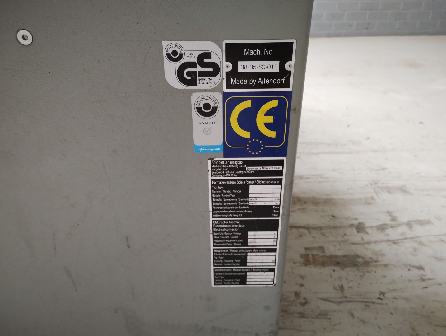 Altendorf WA6 kunststof gebruikte formaatzaag Altendorf WA6 kunststof gebruikte formaatzaag